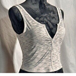 PAC Workout Top, Cropped Tank, Gray and White, Small